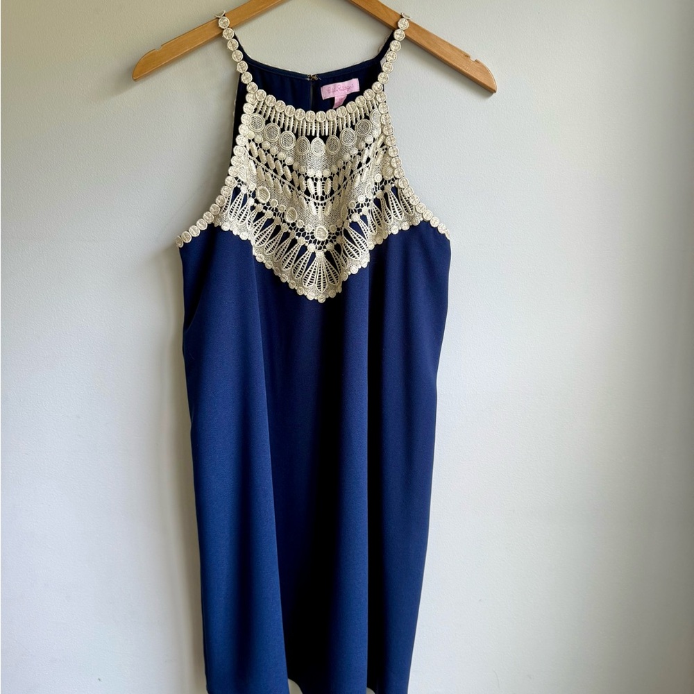 Lilly Pulitzer Pearl Soft Shift Dress - Size 10 - Navy